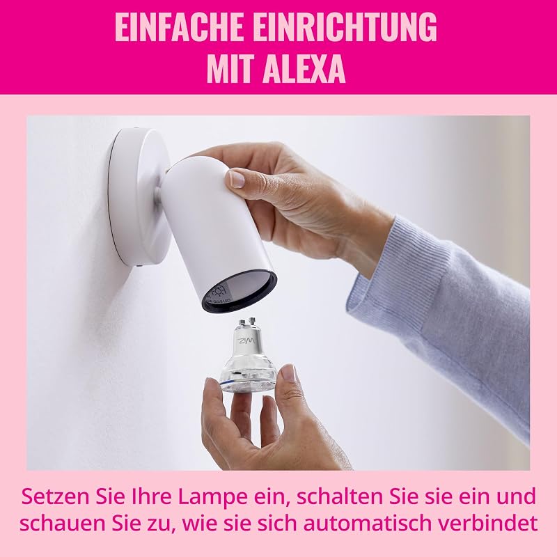 Smart LED Glass GU10 Spotlight, Full Color and Tunable White, 50 W Äquivalent, 2200–6500 K, 345 Lumen, dimmbar, kompatibel mit Alexa, Google Assistant und Apple Home, 4er-Pack