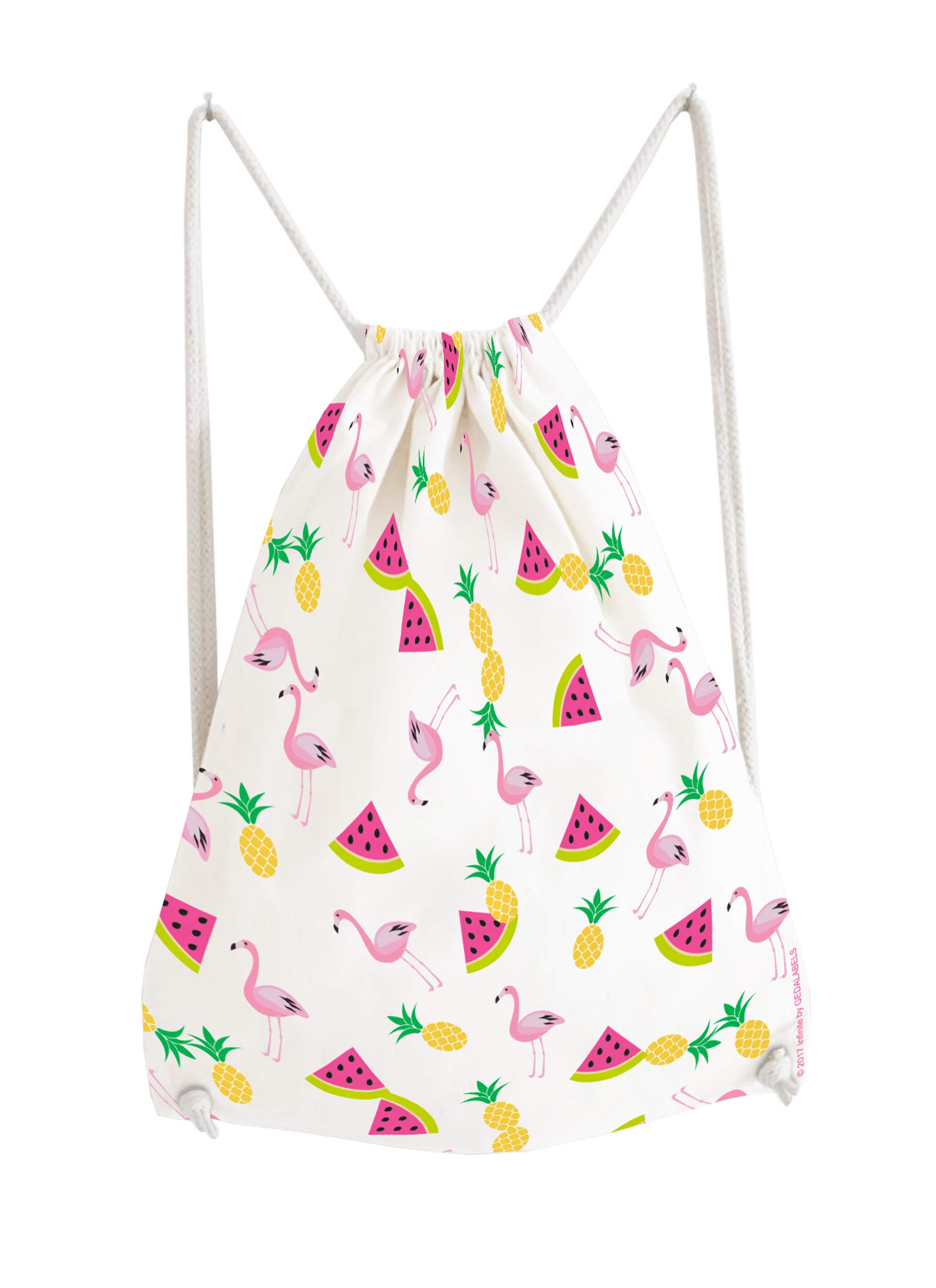 infinite by GEDA LABELS (INFKH) Flamingo Früchte Drawstring Bag, 42 cm, Multicolour (Bunt)