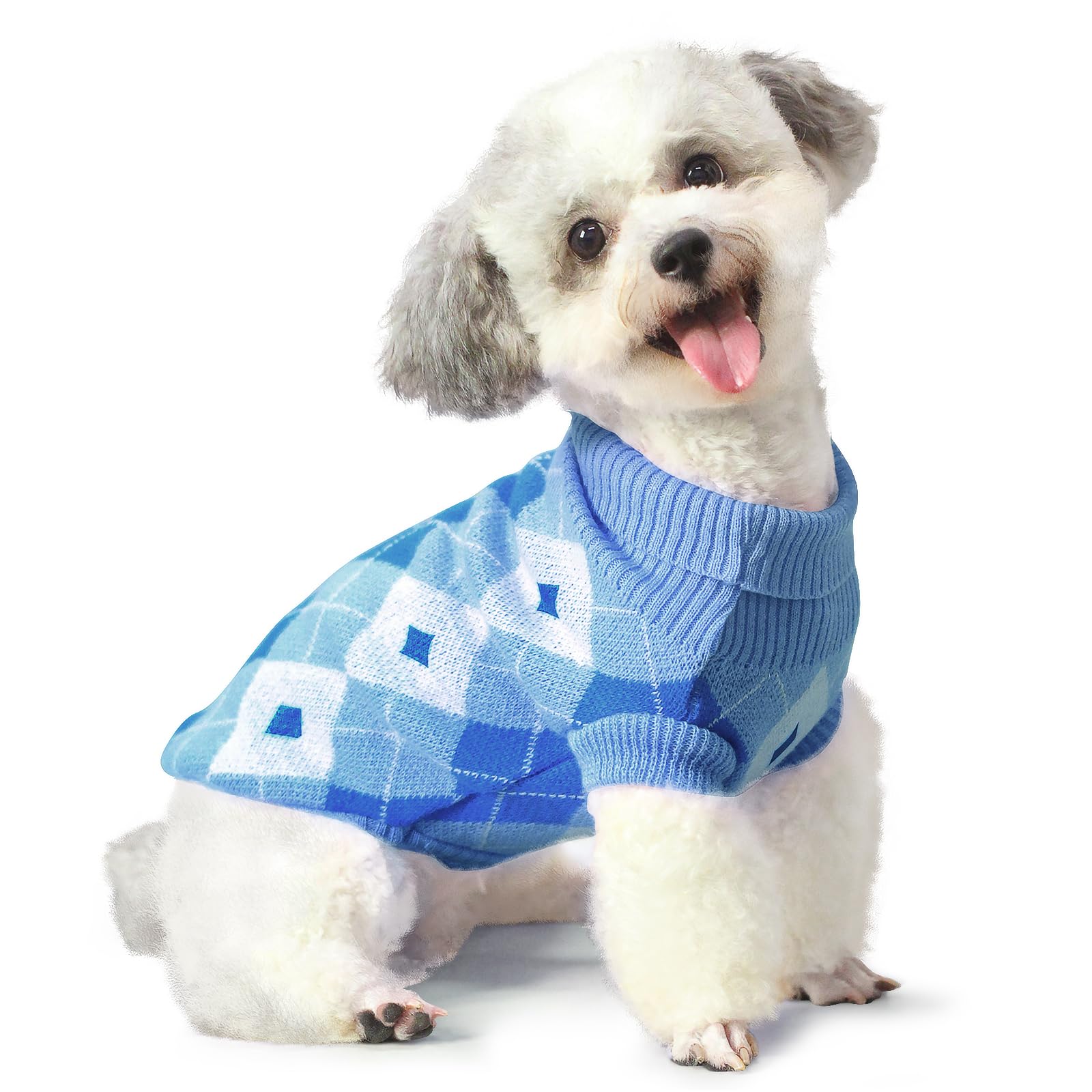 7CDXD Dog Jumpers, Dog Jumpers Small, Dog Sweater, Puppy Jumpers For Small Dogs, Dog Clothes for Puppy Yorkie Chihuahua Warm Sweater Winter Clothes（S Back Length:10"/Blue)