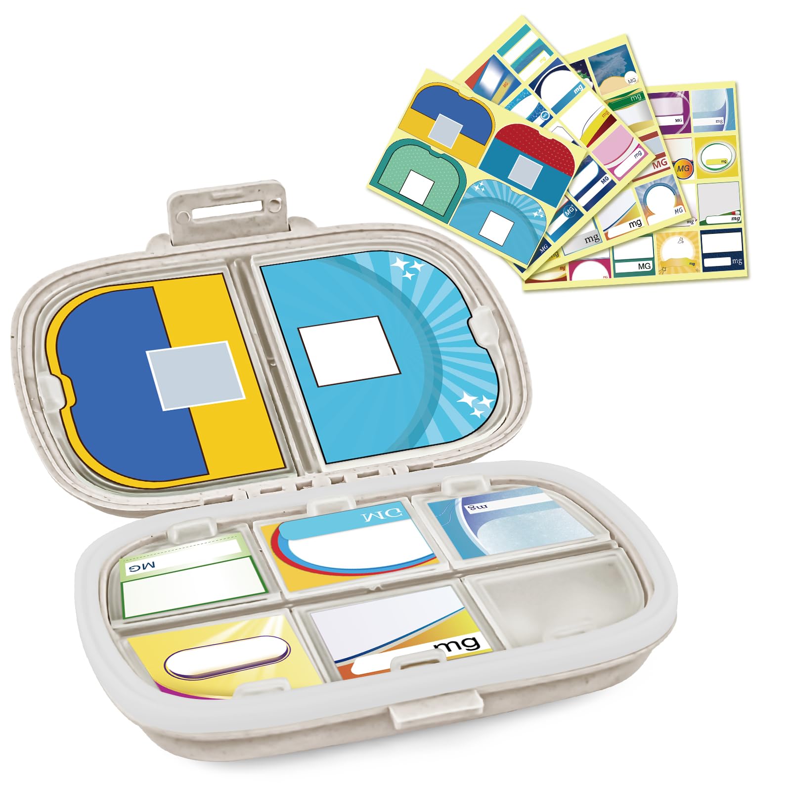 Photo 1 of 1Pack Travel Pill Organizer, 8 Compartments Portable Pill Case, Small Pill Box for Pocket Purse Portable Medicine Vitamin Container Beige