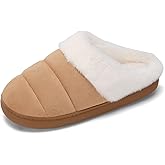 TUOBUQU Women's Suede Memory Foam Slippers Warm Fuzzy House Slippers Indoor Outdoor Scuff