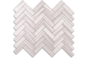 STICKGOO 10-Sheet Peel and Stick Backsplash, PVC Backsplash Tile, Herringbone Self Adhesive Wall Tile for Kitchen Bathroom, Laundry Room, Fireplace