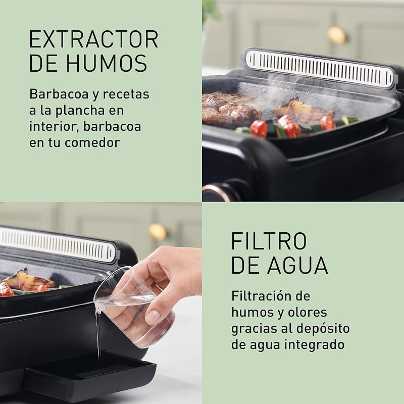 NF-GM400 Multi Cooker 4 em 1, grelhador elétrico, frita, cozinha lenta, churrasco, vapor, salteado, 1400 W, 40-250 °C, 9 modos automáticos, extrator de fumo, tabuleiros aptos para máquina de lavar loiça