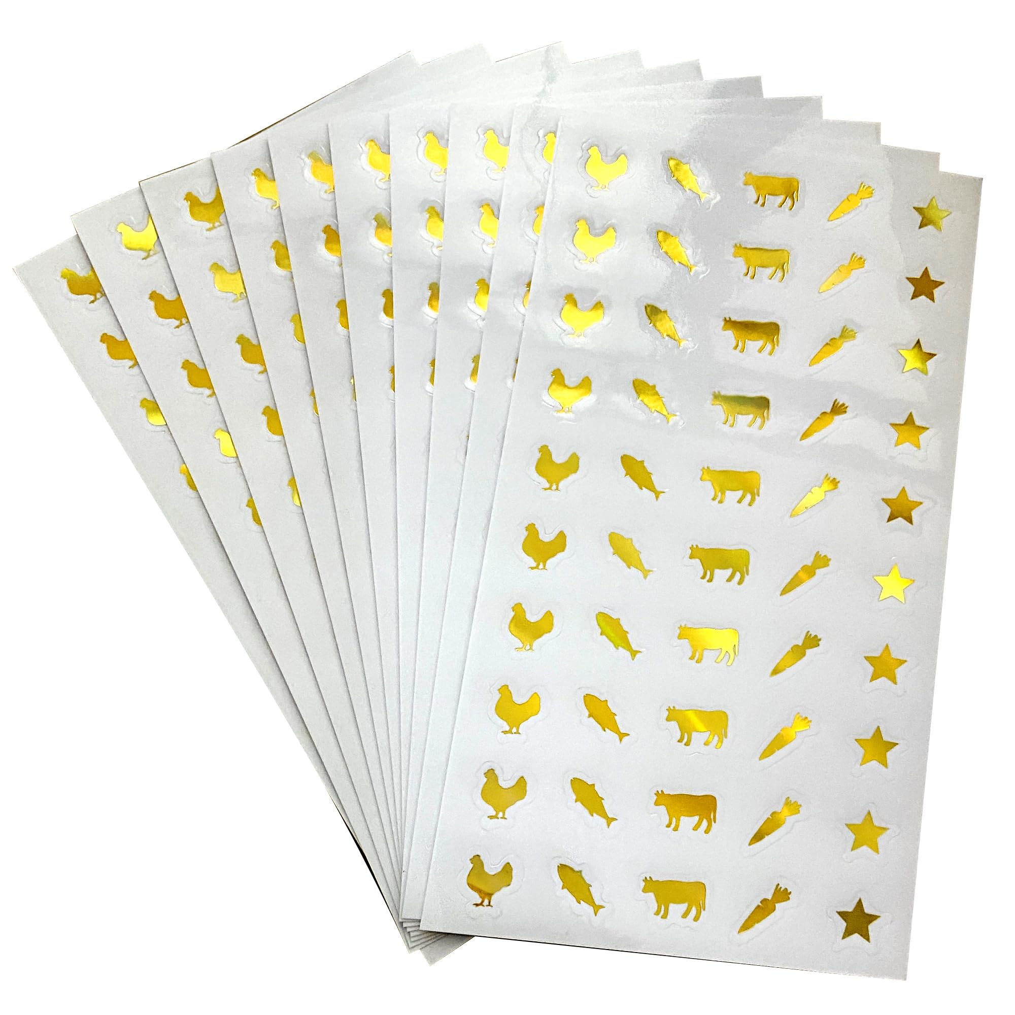 Photo 1 of 10 Sheets(500 Qty) Meal Stickers,Wedding Food Choice Sticker for Place Cards, Beef, Chicken,Fish (Color Changing Gold)