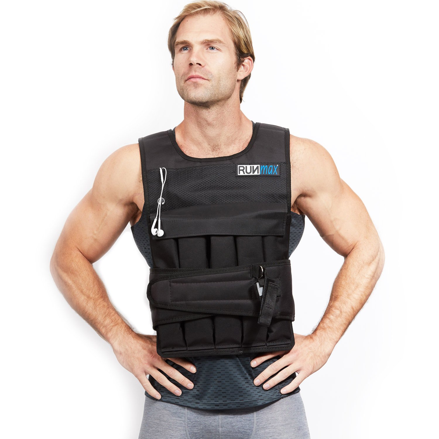RUNMax Weighted Vest, 6lb/8lb/10lb/12lb/16lb/20lb/40lb/50lb/60lb/50lb/60lb/80lb/100lb/120lb/150lb Weight Vest for Workout, Strength Training, Running, Fitness, Muscle Building, Weight Loss, Weightlifting Image