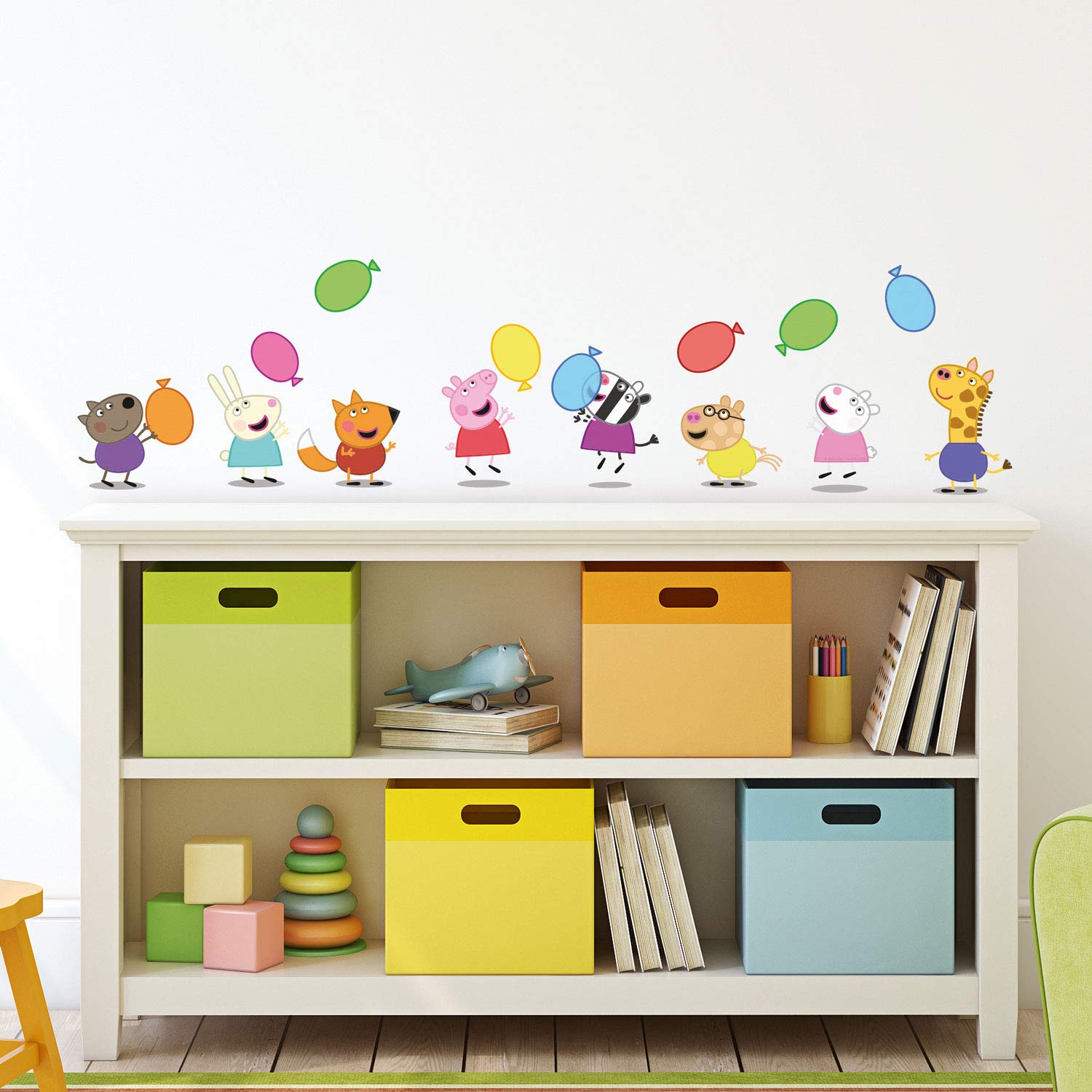 Stickerscape Peppa Pig and Friends Wall Stickers (Friends and Balloons - Large Size)| Official Peppa Pig Wall Decal, Wall Decor | Easy to Apply, Cleanly Removable