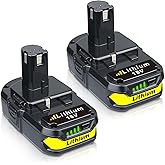 VINIDA 2P 3.6Ah P102 Replacement for Ryobi Battery 18V Compatible with Ryobi 18 Volt Battery Lithium P103 P104 P105 P107 P108 P109 P190 P122 Cordless Power Tools