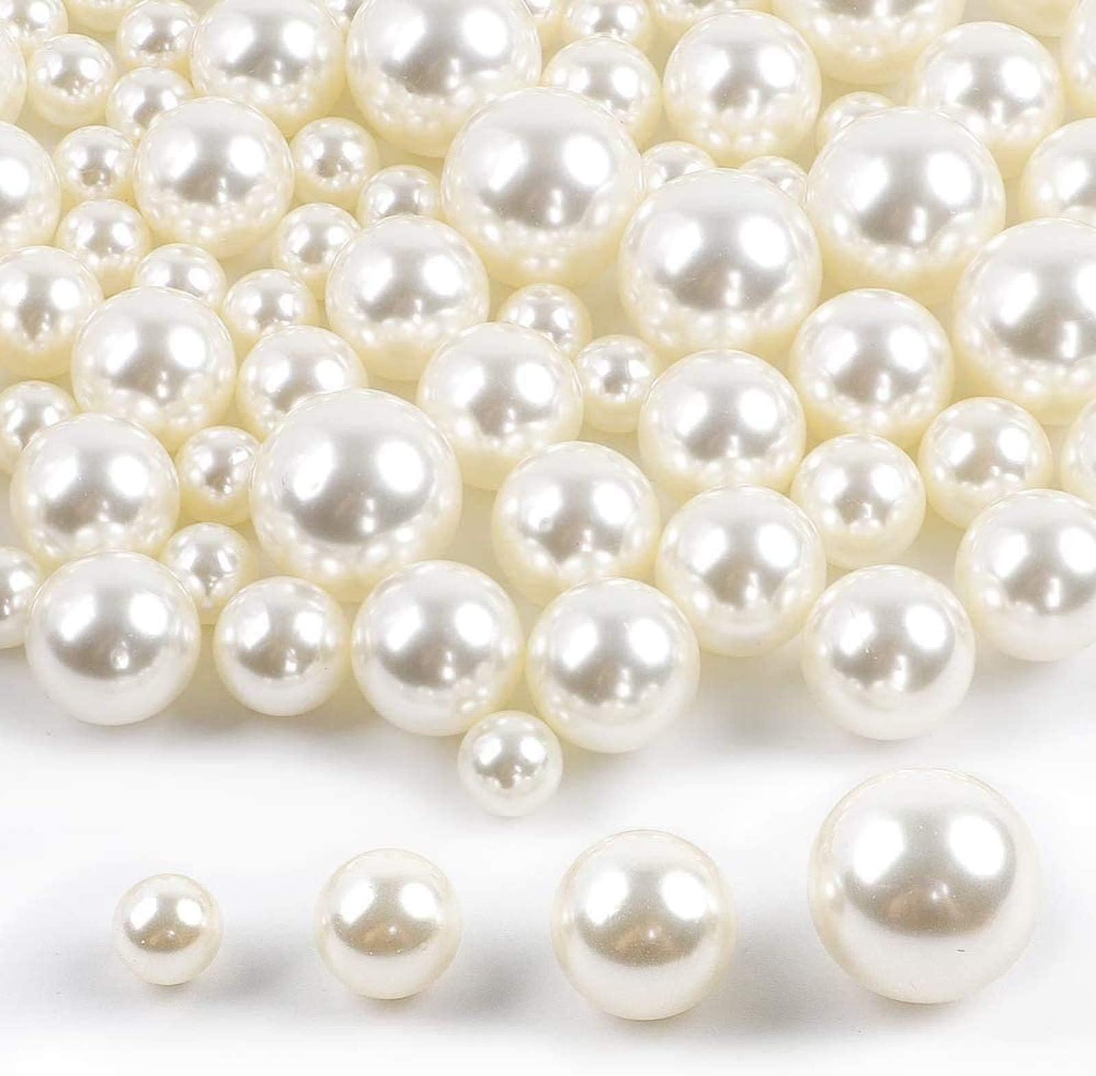 DICOBD Pearls for Vase Filler 100pcs Pearl Beads Ivory No Holes Beads, Table Scatter, Wedding, Birthday Party, Home Decoration, Handmade (12mm, 16mm, 20mm, 25mm)