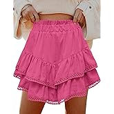LOMON Flowy Skorts for Women Ruffle Tiered Skorts High Waist Mini Skirts Tennis Golf Crochet Casual Shorts