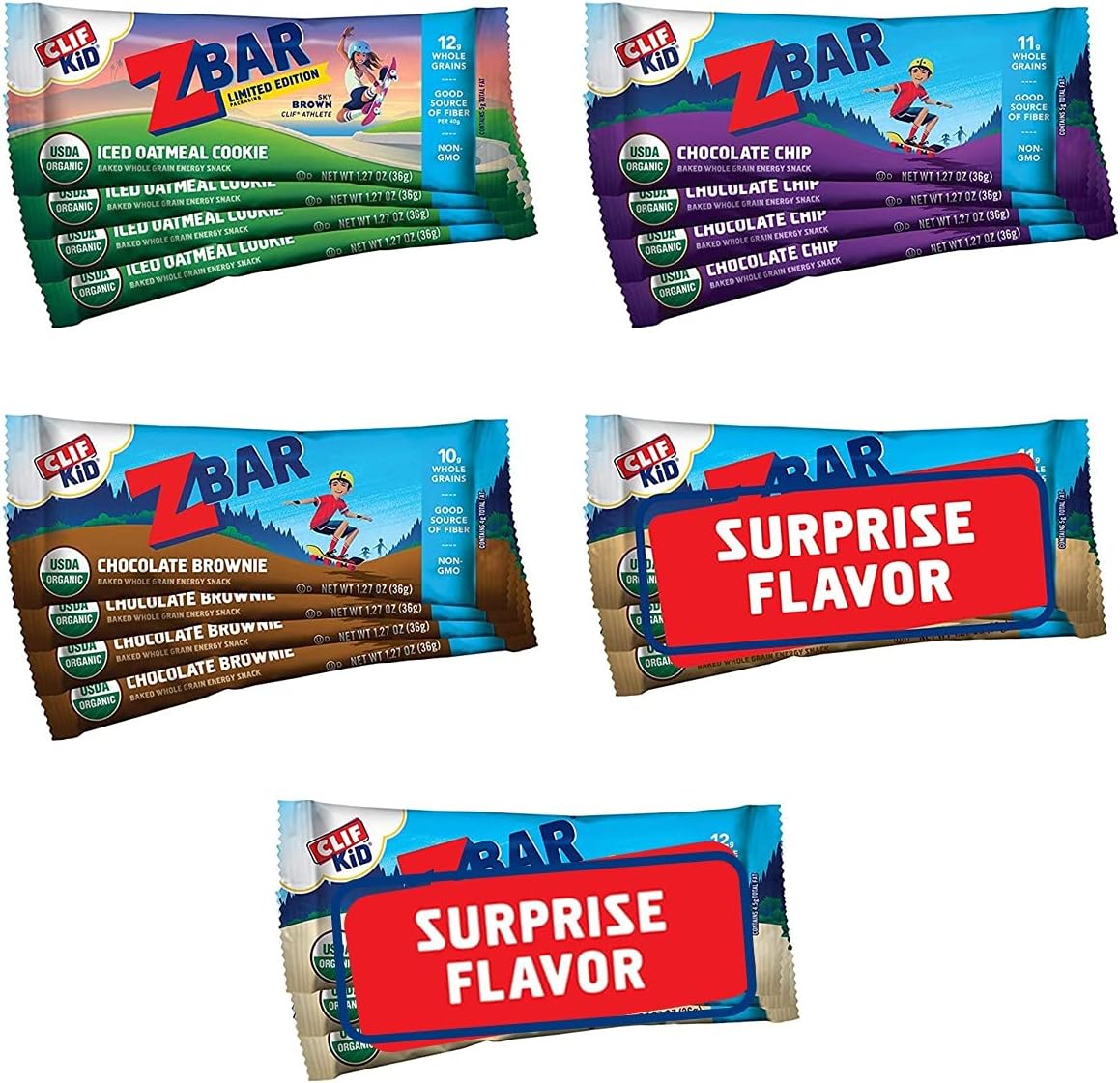 CLIF KID ZBAR - Organic Granola Bars - Variety Pack - Non-GMO - Organic -Lunch Box Snacks (1.27 Ounce Energy Bars, 18 Count)(Packaging & Assortment May Vary)