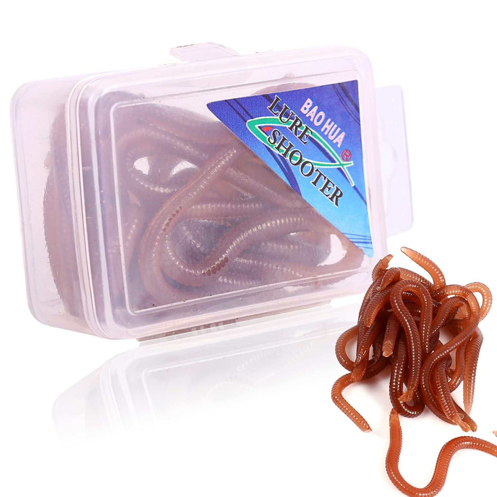 Worm Bass Fishing Lure Kit, Soft Plastic Worms Fishing Lures Wacky Bait, 10cm Lifelike Fishy Smell Fishing Lure Earthworm Baits With Box, Freshwater Saltwater Lure Bait, Fishing Tackle Kit