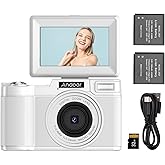 Andoer 4K Digital Camera Kids Camera 48MP Point and Shoot Camera with 3.0-inch TFT Rotatable Screen Ultra HD 16X Zoom Anti-Shaking Portable Camera with 2pcs Batteries 32GB Memory Card