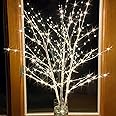 Bexdir Lighted Birch White Tree Branches 33IN 180LED with Timer Plug in, Artificial Tree White Birch Twig for Christmas Home Decor Party Wedding Bedroom