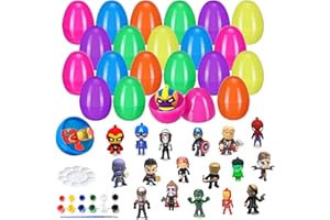 KMCIA 21PCS Prefilled Easter Eggs with Super Hero Toys Inside for Kids Boys Girls Easter Eggs Hunt, 2.8” Colorful Easter Eggs for Easter Party Favors, Toddler Toys Surprise Easter Basket Stuffers Fillers