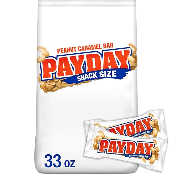 PAYDAY PEANUT CARAMEL SNACK SIZE, CANDY BULK BAG,...