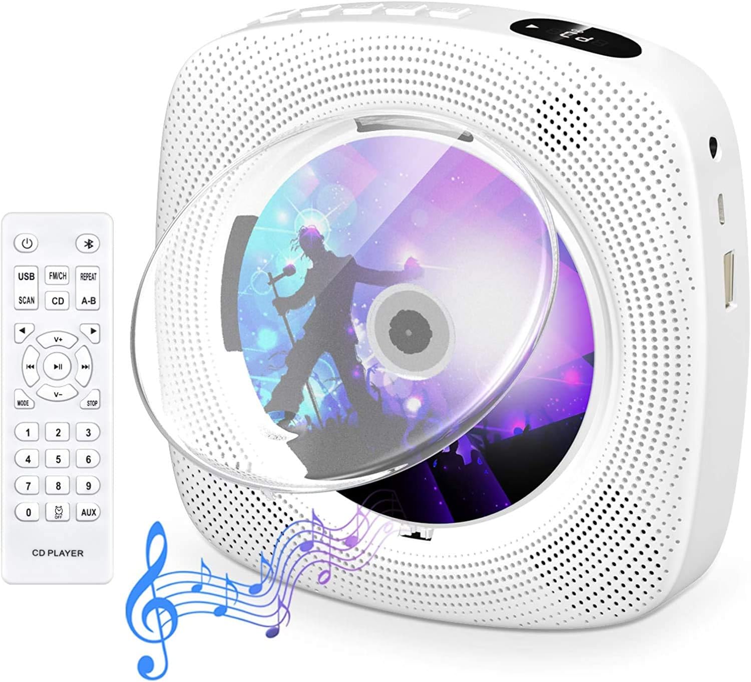 iansean portable cd player with bluetooth gueray wall mountable cd player built in hifi speakers with lcd screen display home audio boombox fm radio usb mp3 music player elektronik foto tragbare gerate