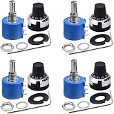 DaFuRui 4pcs 3590S-2-103L 10K ohm Rotary 10-Turn Wire Wound Potentiometer | Model 3590S-2-103L 10-turn wirewound rotary potentiometer. Each set includes a counting dial knob for intuitive reading