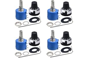 DaFuRui 4pcs 3590S-2-502L 5K ohm Rotary Potentiometer 10-Turn Wire Wound Precision Multi Turn Wirewound Potentiometer