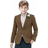 Boys Suit Blazer Retro Tweed Kids Jacket for Boy Herringbone Vintage Sport Coat Formal School Casual Wedding Jacket