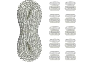 Antfly Plastic 10 Meters Blinds Beaded Chain Cord - Vertical Roman Roller Shade Blind Ball Chain Repair with 10 pcs Connector Clips Thickened Version (Clear)