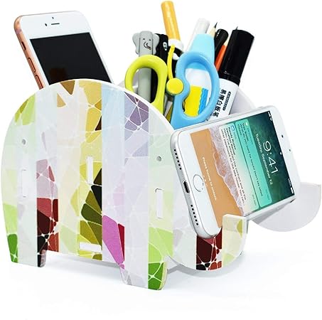 Amazon Andexi ペンたて ペンスタンド スマホスタンド ペンたて おしゃれ デスクオーガナイザー かわいいゾウ スマホホルダー 文房具 収納 デスク 収納 緑 ピンク 入学プレゼント ペン立て 文房具 オフィス用品