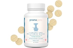 PranaPets Lignans & Melatonin Blend Naturally Aids in Relieving Symptoms of Cushing's Disease in Dogs | Helps Promote Healthy Adrenal Balance & Overall Well-Being | 1 MG Melatonin, 10 MG Lignans