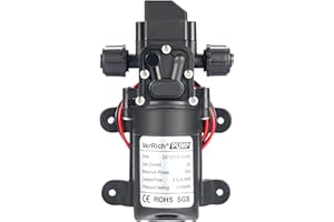 Diaphragm Pump,VerRich 12V Water Pump 70W 6A Intelligent Self Priming Sprayer Pump 6 L/Min 0.9MPA 131 PSI for RV Camper Marine Boat Garden