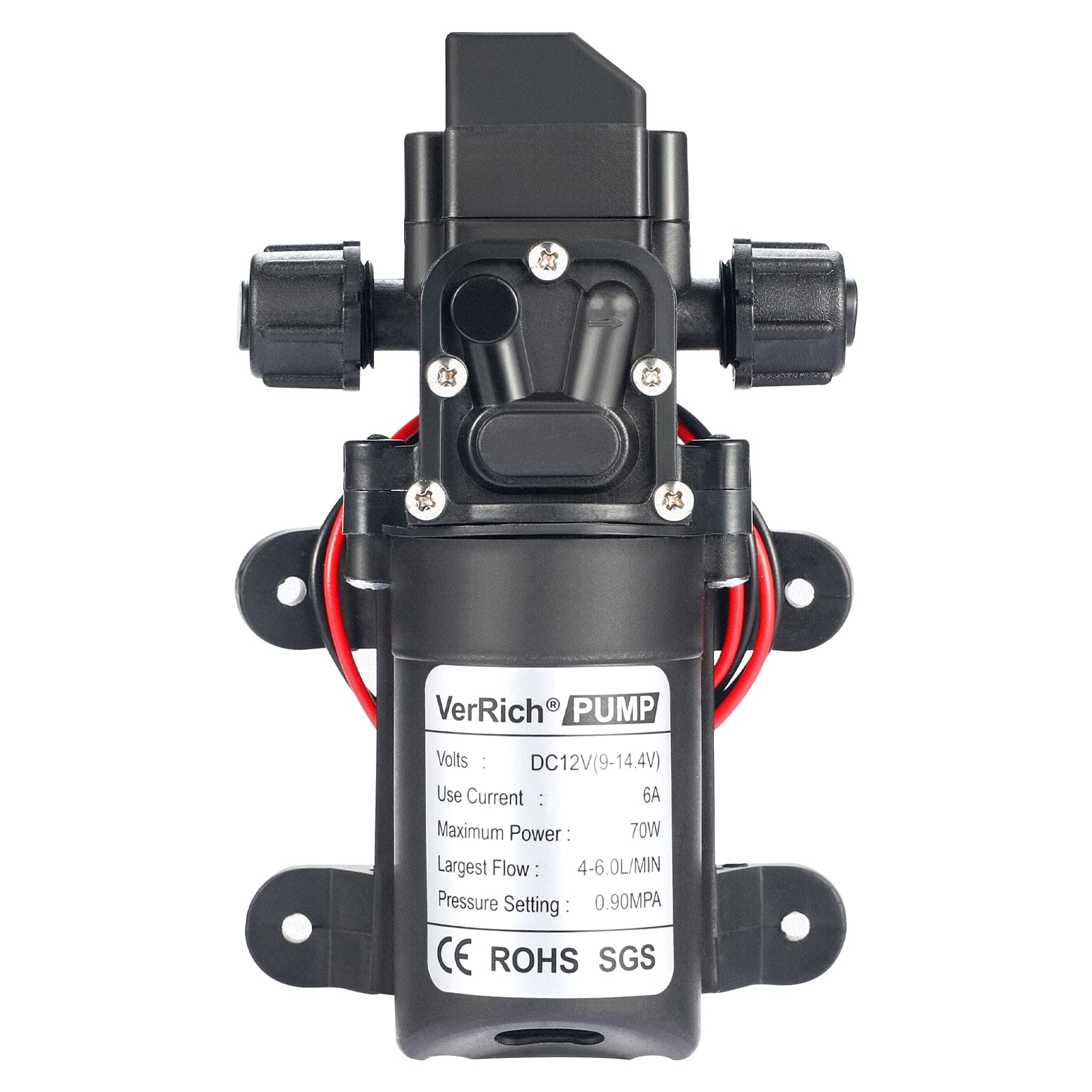 VerRich 12V Water Pumps 12 Volt Diaphragm Pump 70W 4 L/Min 1GPM 0.9MPA M18*1.5mm Connectors for Faucet Garden Water Tap Caravan