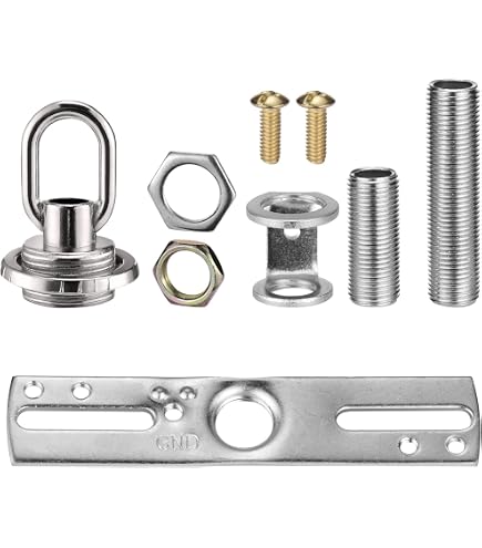 Kit De Tubos Roscados Para Lámparas 1/8IP, 5 Tamaños Con Tuercas Y Arandelas, Galvanizado, Ideal Bricolaje Candelabros