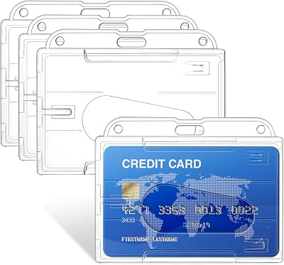 Vicloon 4pcs Horizontal Card Holder Clear ID Badge Protector PVC Free