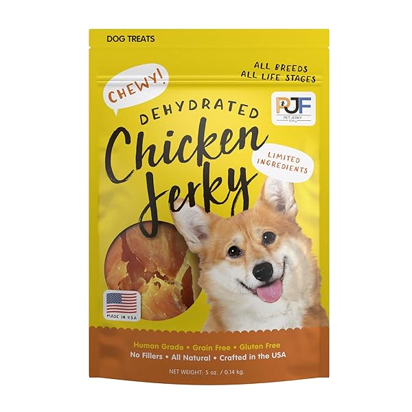 PET JERKY FACTORY PREMIUM WHOLE MUSCLE CHICKEN 5 OZ. DOG JERKY TREATS | 100% HUMAN GRADE | USA MADE | HIGH PROTEIN | GRAIN FREE | LIMITED INGREDIENTS | NO FILLER | BHA-BHT FREE | CHEWY TEXTURE