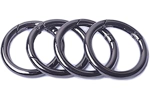 Bobeey 8pcs Black Gun Spring O Ring,Round Carabiner Snap Clip Trigger Spring Keyring Buckle,O Ring for Bags,Purses BBC3 (1 1/2''(3.8cm), Black Gun)…
