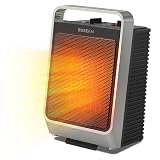 ROSEKM Space Heaters for Indoor Use, 1500W Portable Electric Heater with Thermostat, Ceramic Heater for Room Bedroom Office Under Desk with 3 Heating Levels, Safe Tip-Over Protection (Silver)