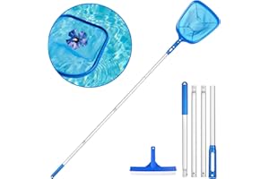 EIDIND Pool Skimmer, 6 Foot Pool Leaf Skimmer Net Cleaner, 4 Sections Aluminum Pole & Ultra Fine Nylon Mesh Pool Net & Pool B