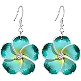 T-ztoss Floral Dangle Earrings for Women Hawaiian Tropical Plumeria Rubra Flower Drop Earrings Luau Beach Party Vacation Hawaiian Accessories