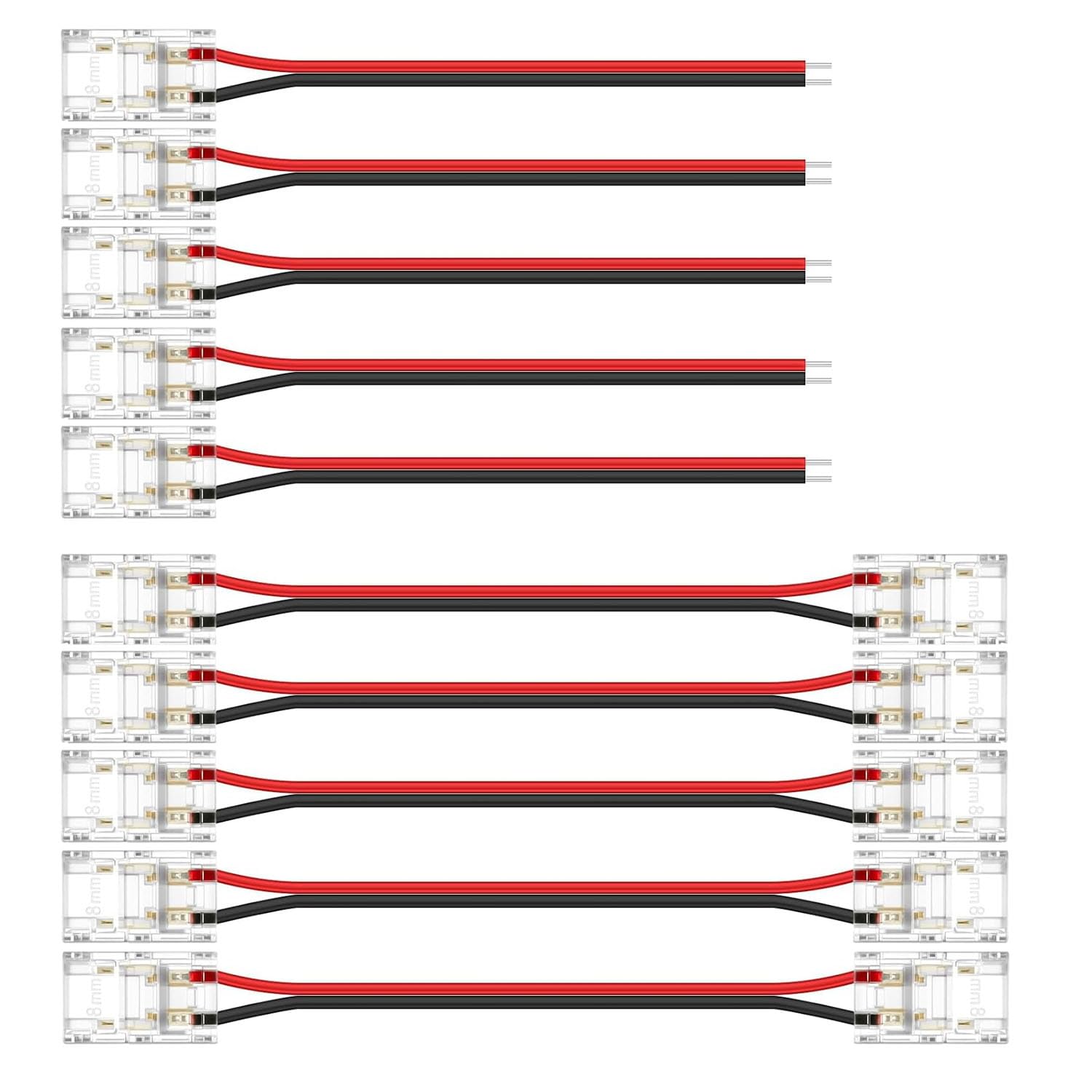 ENQIMAOYI COB LED Light Strip Connectors 2-pin 10mm LED Extension Connector Solderless Adapter Terminal Extension,Strip to Strip Jumper for COB 12V/24V Light Strips