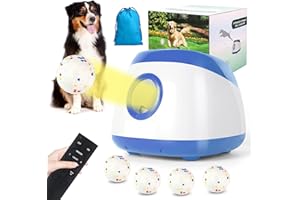 WORTADE Automatic Ball Launcher for Dogs, 40-80Ft Distance Dog Ball Thrower Launcher, Rechargeable Automatic Dog Balls Launchers with 4 Balls (2.5"), Remote Control Thrower for Medium/Large Dogs (Blue)