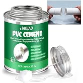 JAOJAO PVC Cement, Waterproof Strong Bonding PVC Pipe Glue, Brush-Top | Flexible PVC Glue for Any Pipe Fitting, Pipe Connection, Permanent Seals includes ABS, Tube, Drain Pipe, DIY, 125ml, Clear