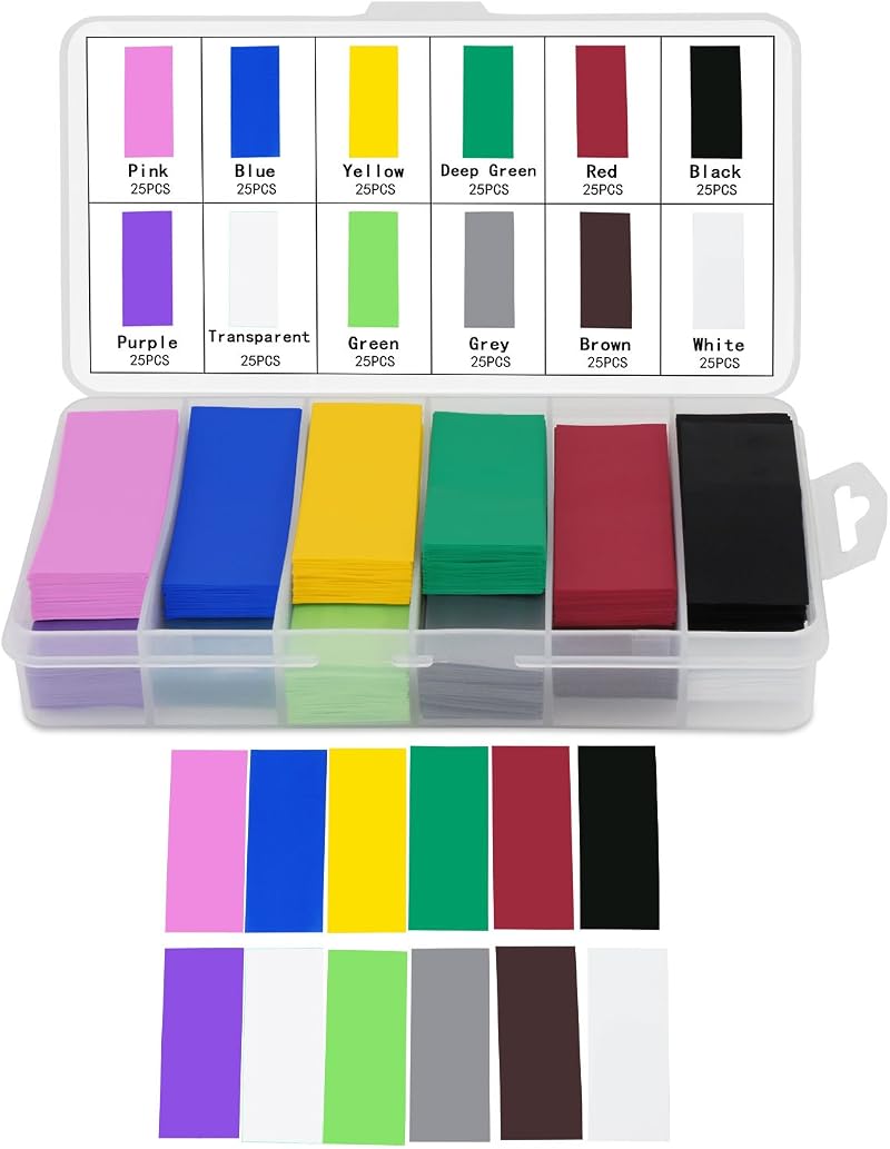 Aussel 29.5MM Flat PVC Heat Shrink Tubing Battery Wrap for 18650 Cells - 12