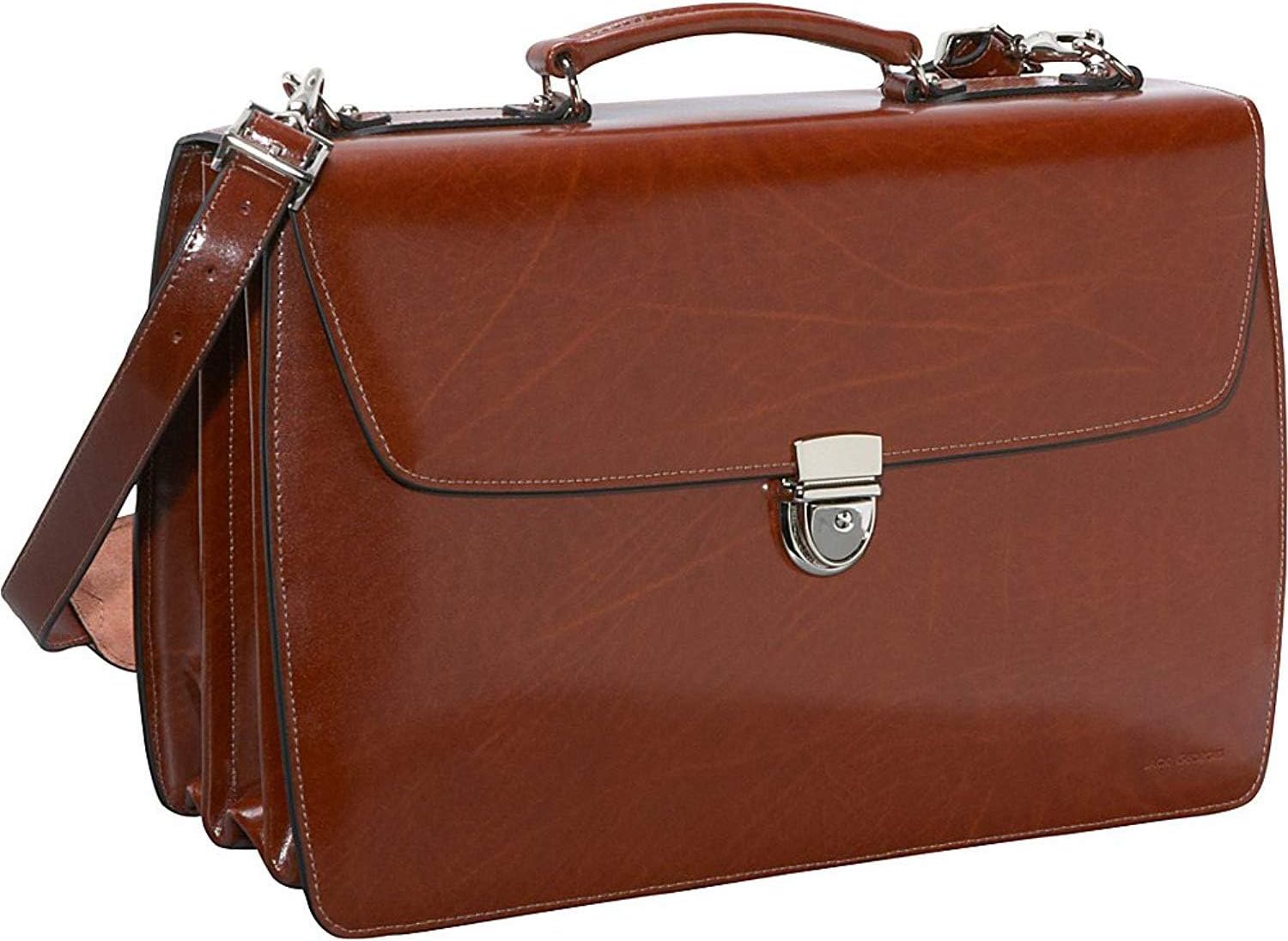 Jack Georges Elements Triple Gusset Flap Over Briefcase #4403 (Cognac)