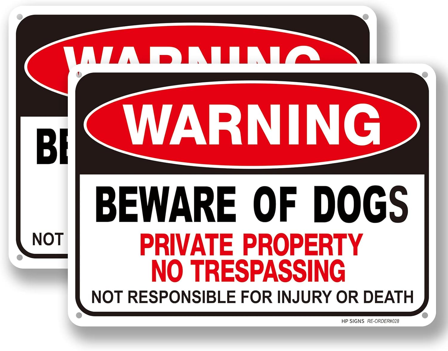 Yard Signs - Beware of Dog Sign Private Property No Trespassing Dog Warning Signs Aluminum Warning Sign High Reflective Film Not Responsible for Injury Or Death 10x7