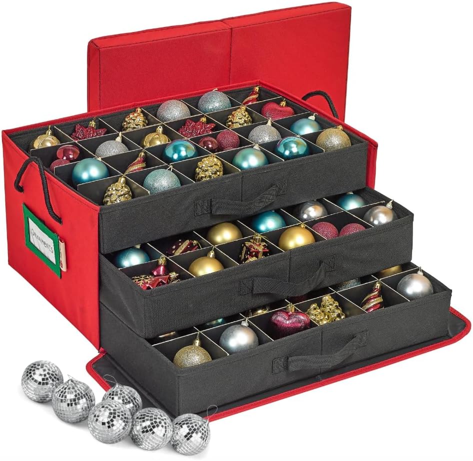 Holiday Décor Storage - HOLDN’ STORAGE Christmas Ornament Storage Container Box with Dividers - Stores up to 72-3