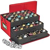 HOLDN’ STORAGE Christmas Ornament Storage Box with Dividers, Holds 72 Ornaments (3 Inch), Large Ball Storage Container with 3 Removable Trays, Durable and Portable - Red