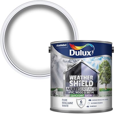 Dulux Weathershield Multi Surface Quick Dry Satin Paint Pure Brilliant White