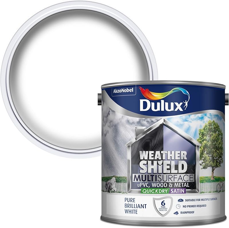Dulux Weathershield Multi Surface Quick Dry Satin Paint Pure Brilliant White