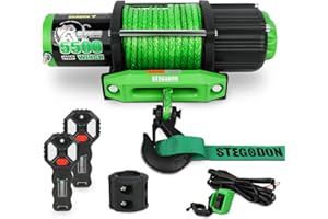STEGODON 5500 Winch 12V Electric ATV/UTV Winch with Synthetic Rope,2pcs Wireless Remote and Winch Stopper for Towing Jeep Off
