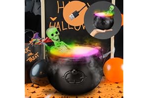 GENERIC Halloween Decorations Indoor - Witch Cauldron with LED Fog Maker & Poseable Skeleton - Spooky Hocus Pocus Party Decor for Home, Table, Mantel, Kitchen - Vintage Magic Brew Cauldron Set