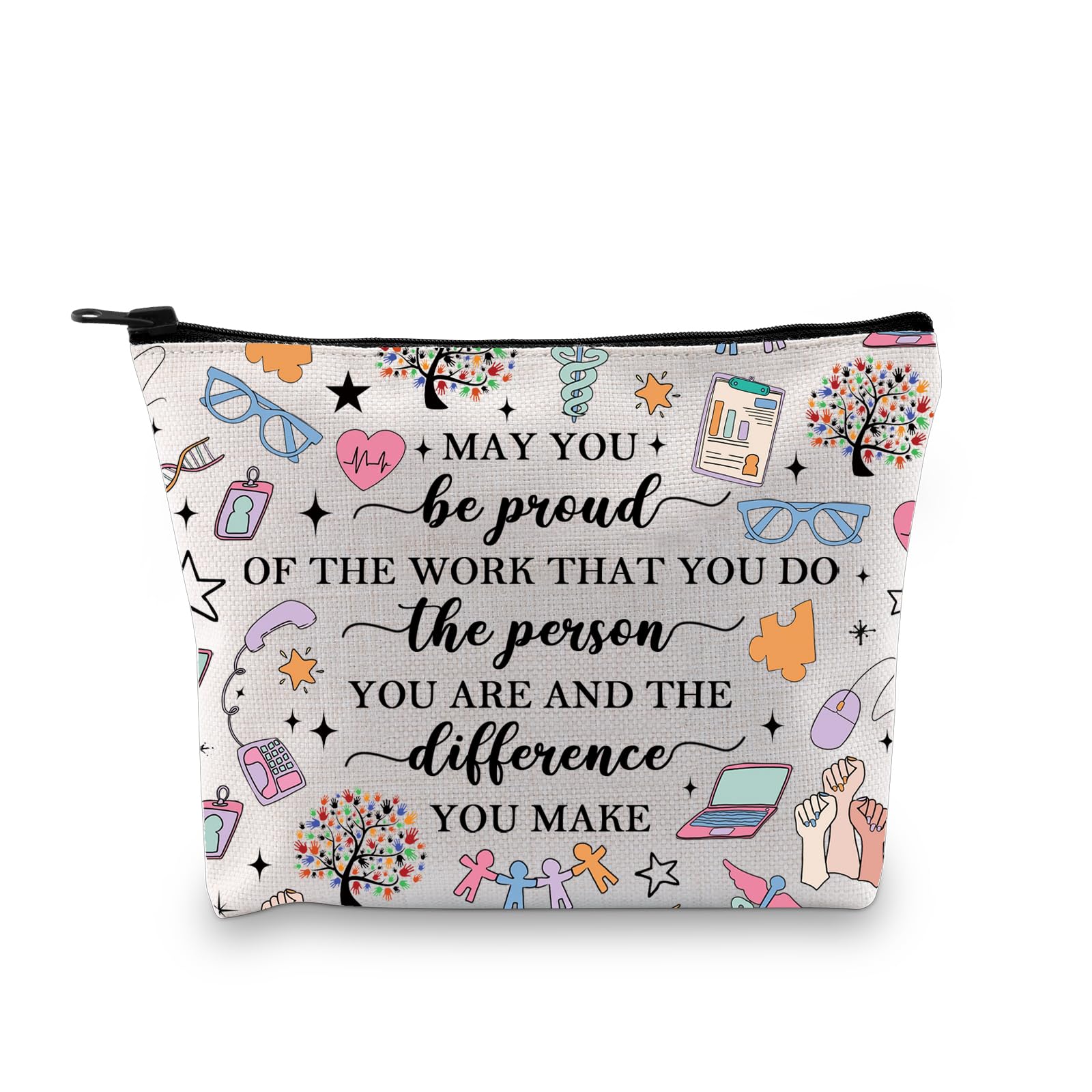 PLITI Social Worker Appreciation Gift Social Worker Makeup Bag MSW Graduation Gift May You Be Proud of The Work You Do Gift (Be Proud SW bagU)