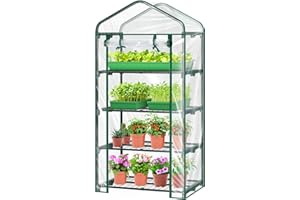 Ohuhu Mini Greenhouse for Outdoors & Indoor - 4 Tier Green House with Reinforced Rust-Resistant Steel Frame, Heavy Duty Trans