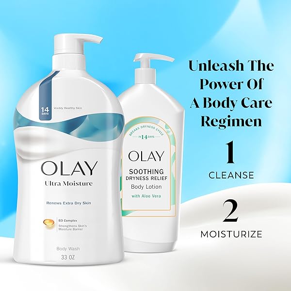 OLAY BODY WASH FOR WOMEN, ULTRA MOISTURE, FOR EXTRA DRY SKIN, 24HR MOISTURIZING, HYDRATING & REFRESHING, B3 VITAMIN COMPLEX, FREE OF PARABENS & PHTHALATES, SCENTED, 33 FL OZ